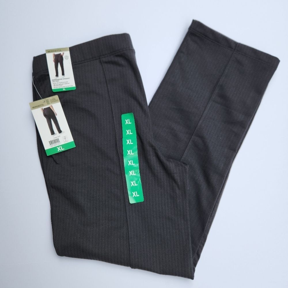 NWT Mondetta Gray Straight Leg Pants with Elastic Waistband Size XL Side Pockets - Picture 3 of 11